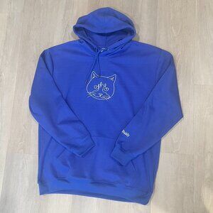 Vango Hoodie Cat Graphic Unisex Sz XL Purple Casual Embroidered Animal Cozy